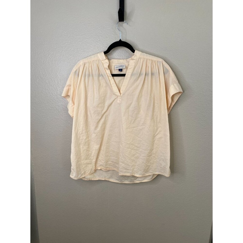 Universal Thread Womens Blouse M Peach 100% Cotton Short Sleeve Oversized